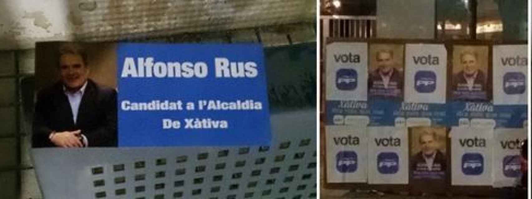 Los carteles electorales de Alfonso Rus, sin mención al PP.