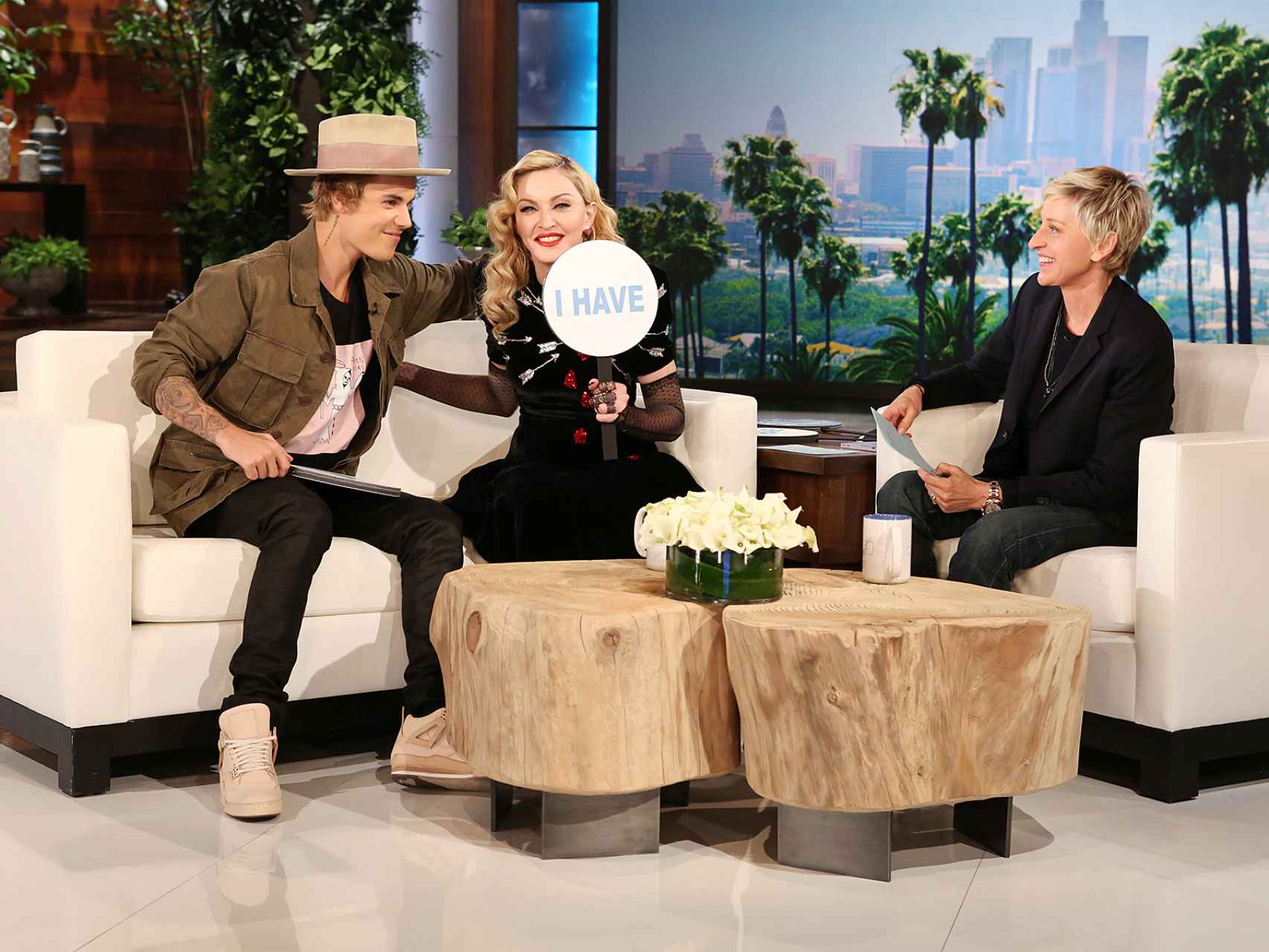 Justin Bieber y Madonna en el programa de Ellen DeGeneres Show