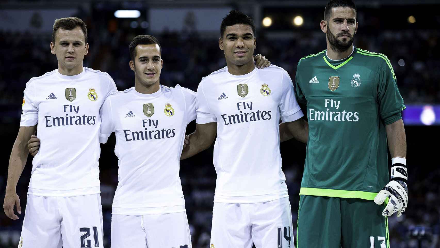 Cherysev, Lucas Vázquez, Casemiro y Casilla en el Trofeo Bernabéu.