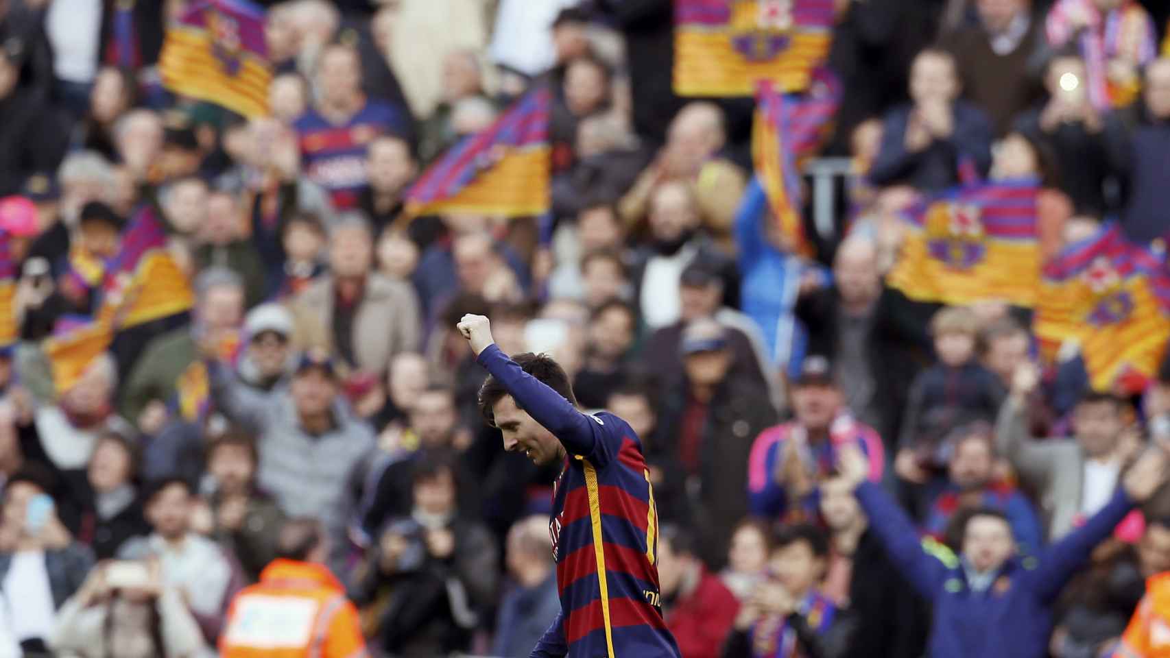 Messi celebra su gol ante el Atleti.
