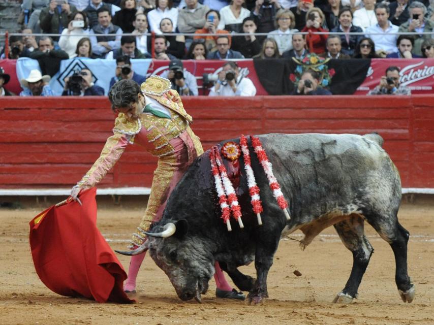 José Tomás durante la lidia de uno de los toros en México.