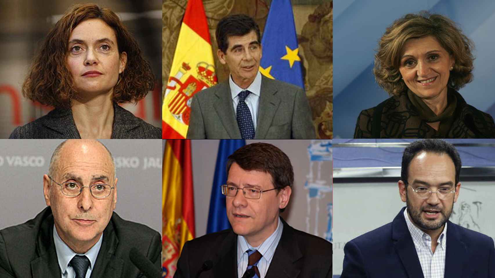 De izda. a dcha. y de arriba abajo: Meritxell Batet, J. Enrique Serrano, Mª Luisa Carcedo, Ares, Jordi Sevilla y Hernando.