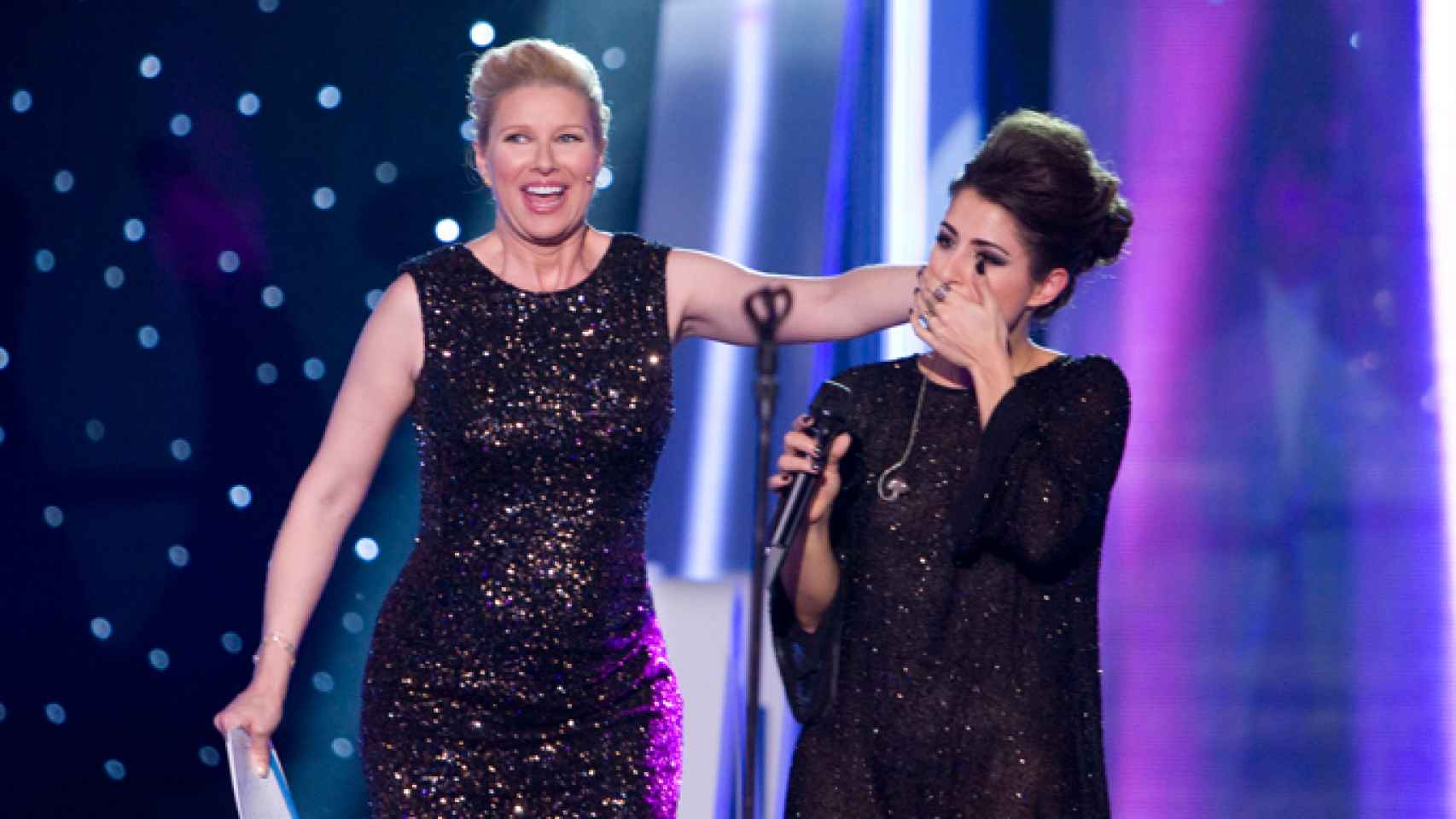 Anne Igartiburu ante una emocionada Barei en 'Objetivo Eurovisión' (RTVE)