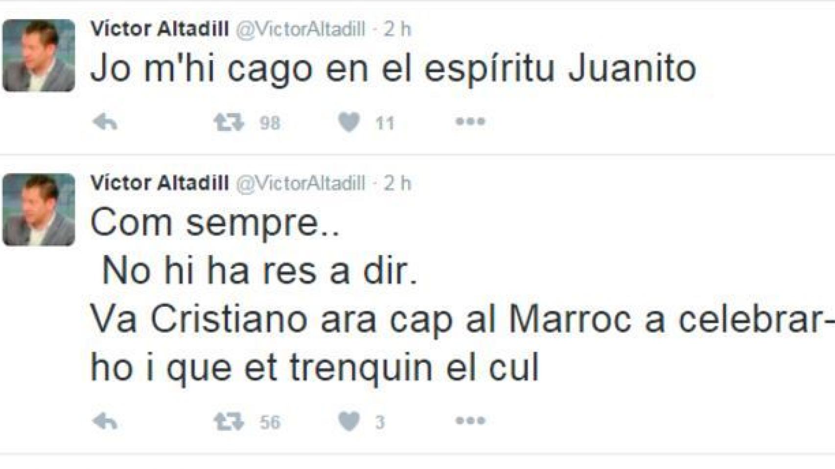 Los tuits borrados de Victor Altadill.