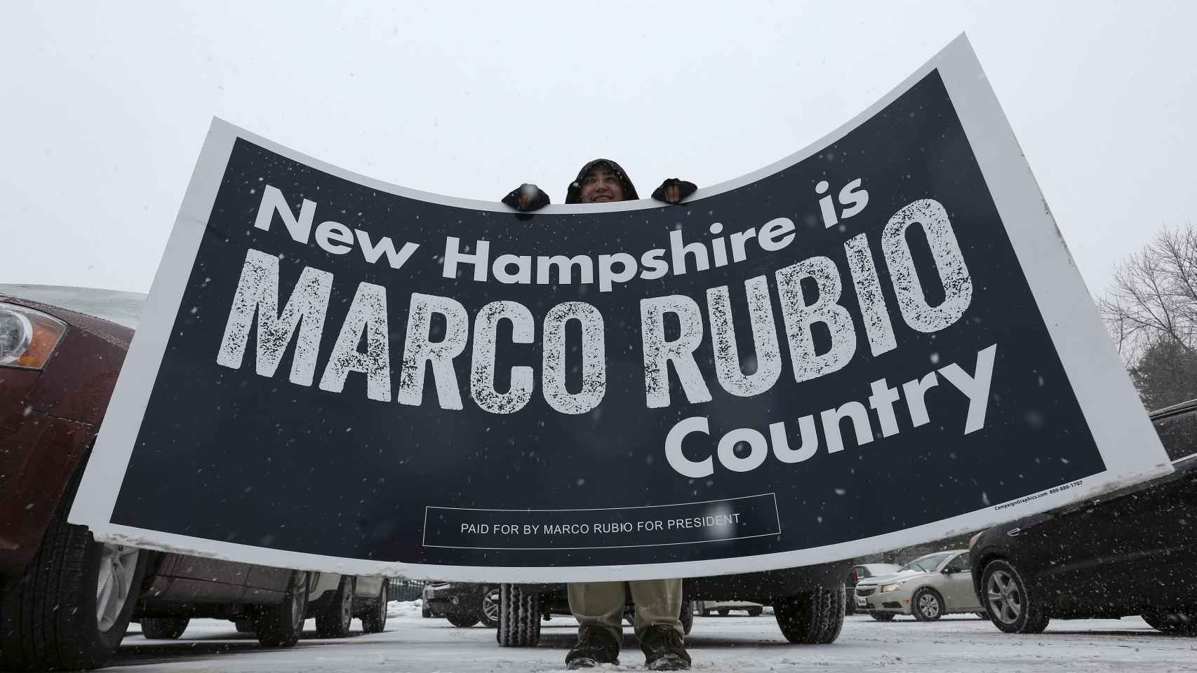 Un simpatizante del republicano Marco Rubio en New Hampshire.