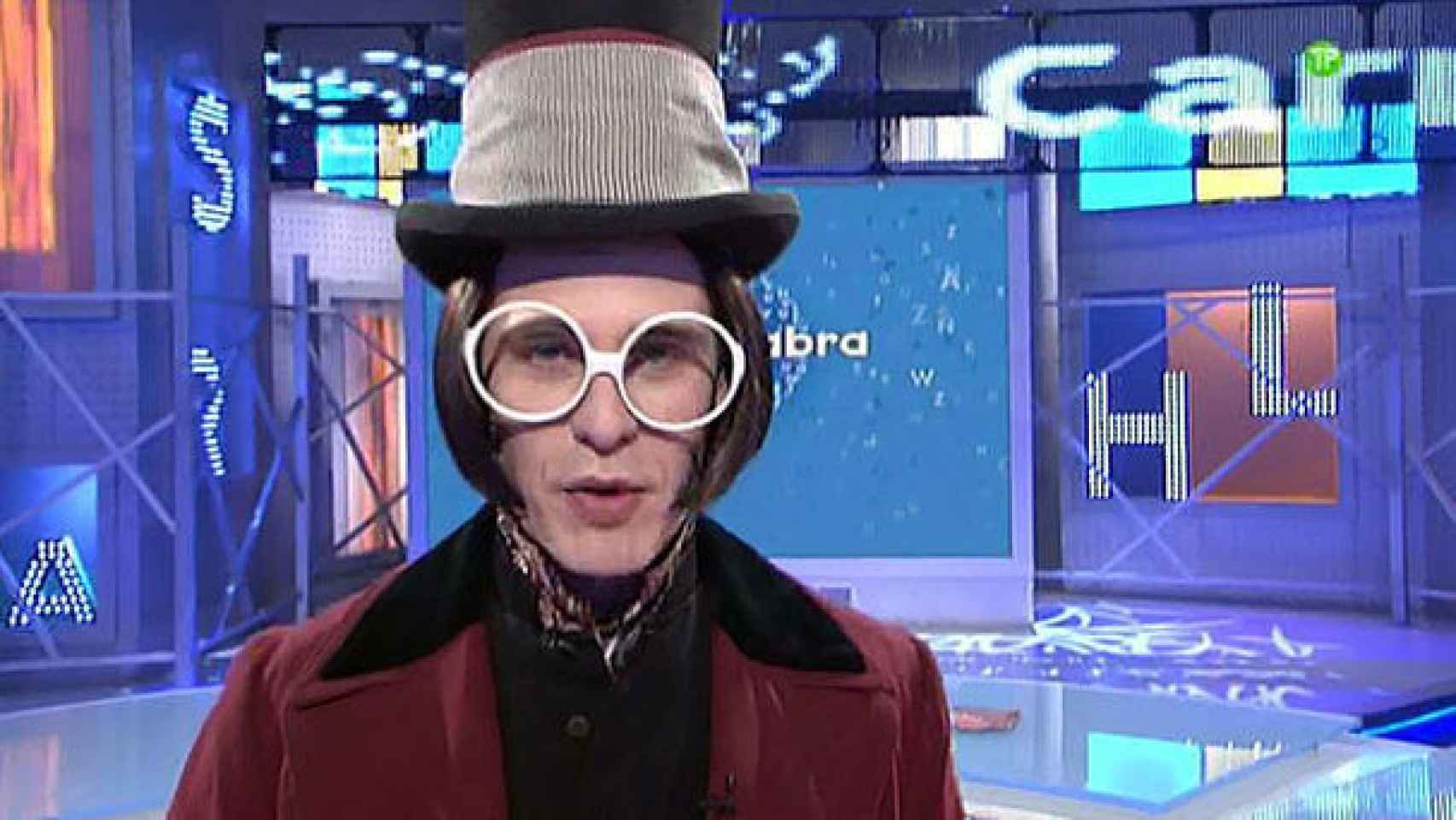 Christian Gálvez disfrazado de Willy Wonka, protagonista de la película de Tim Burton