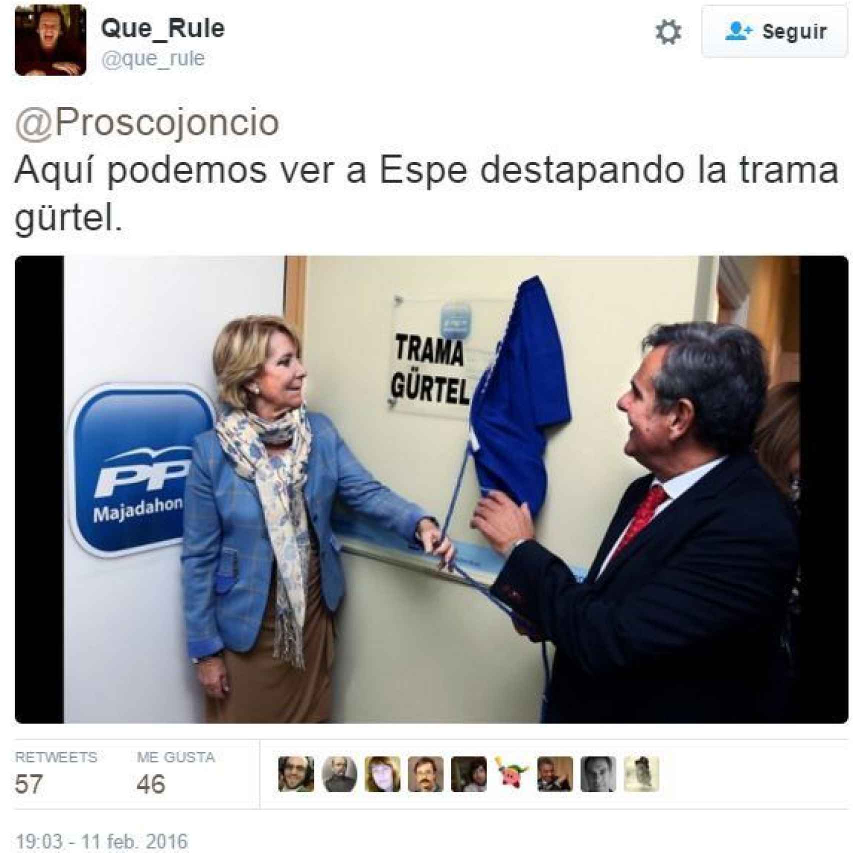 Uno de los memes que bromea sobre cuándo Esperanza Aguirre 'descubrió la trama Gürtel'