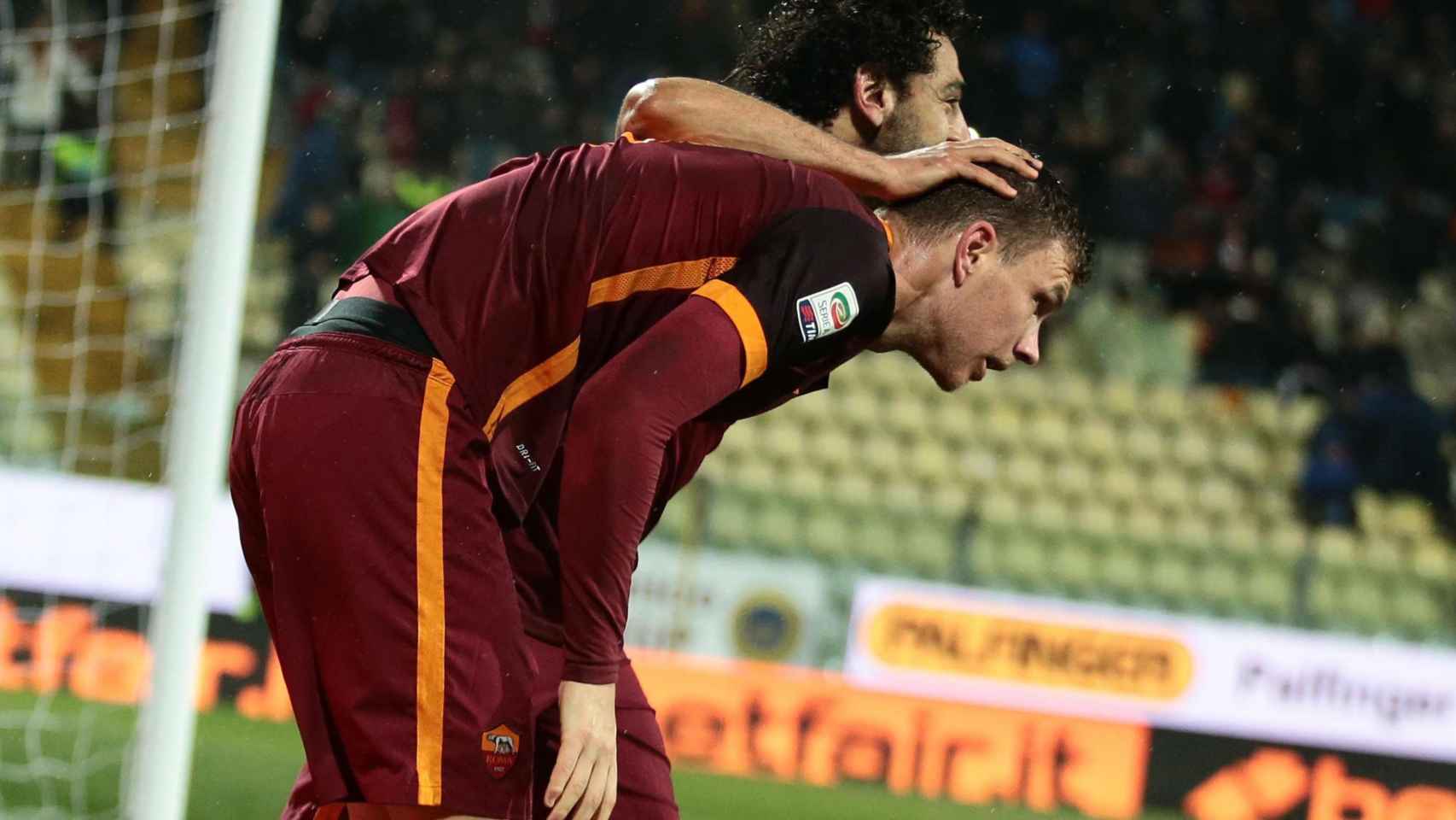 Dzeko y Salah, los actuales delanteros de la Roma