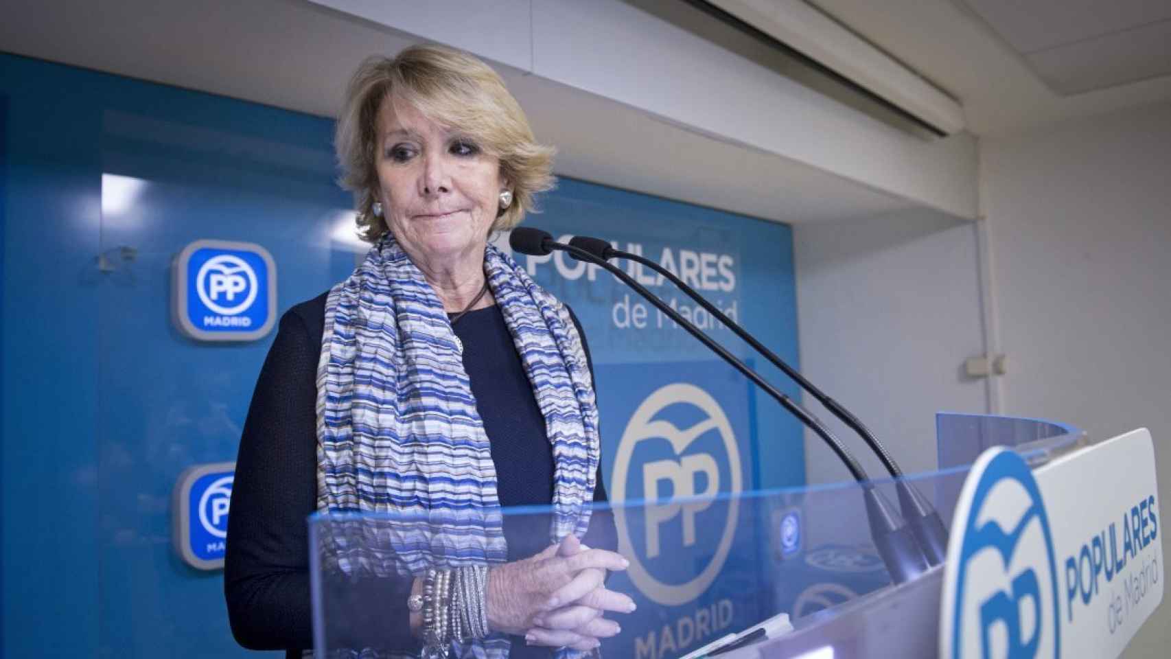 Aguirre ha comparecido en la sede Génova ante los periodistas.