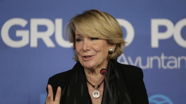 Esperanza Aguirre durante su comparecencia.