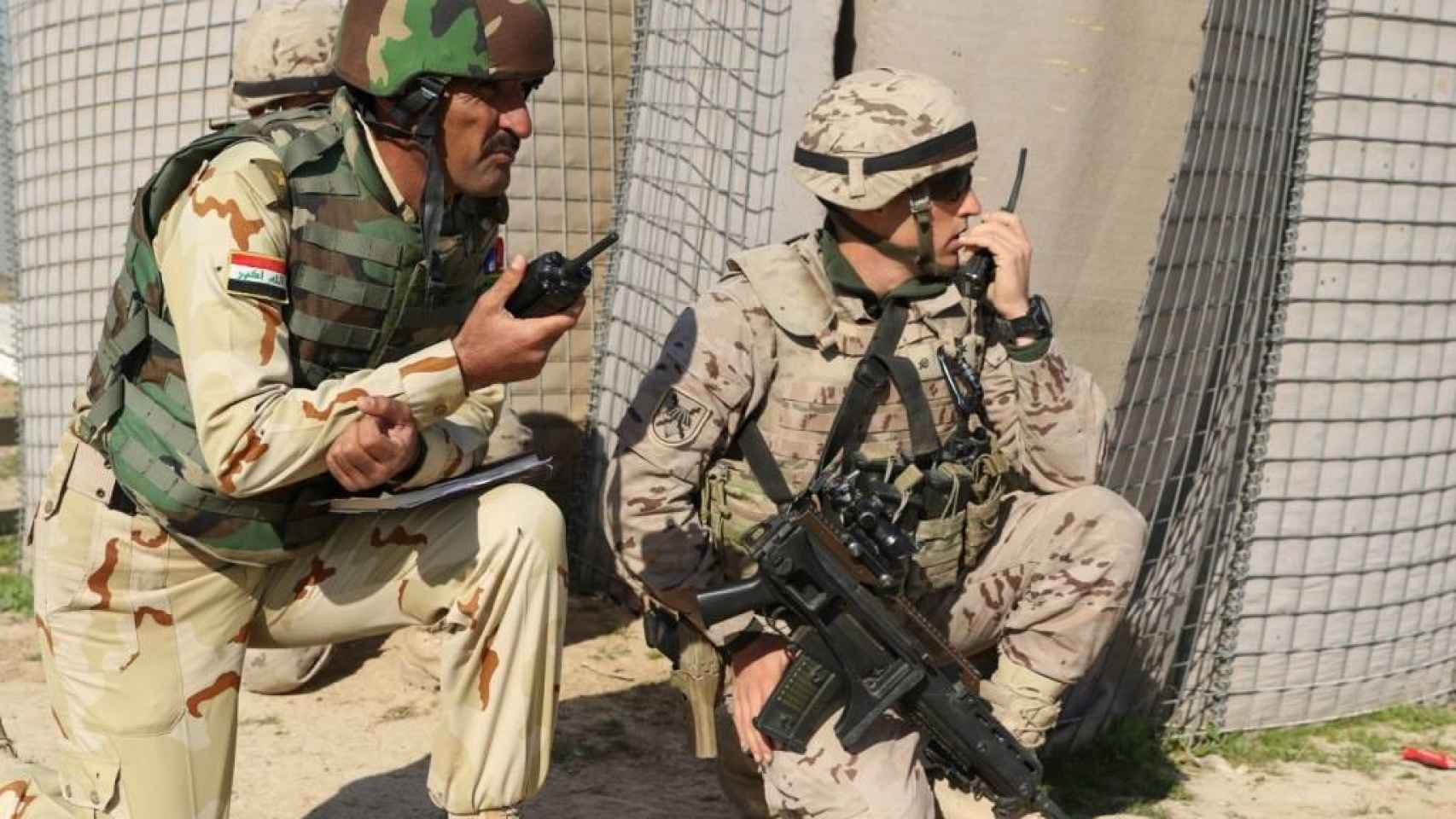 Ejercicio práctico de adiestramiento de las tropas iraquíes.