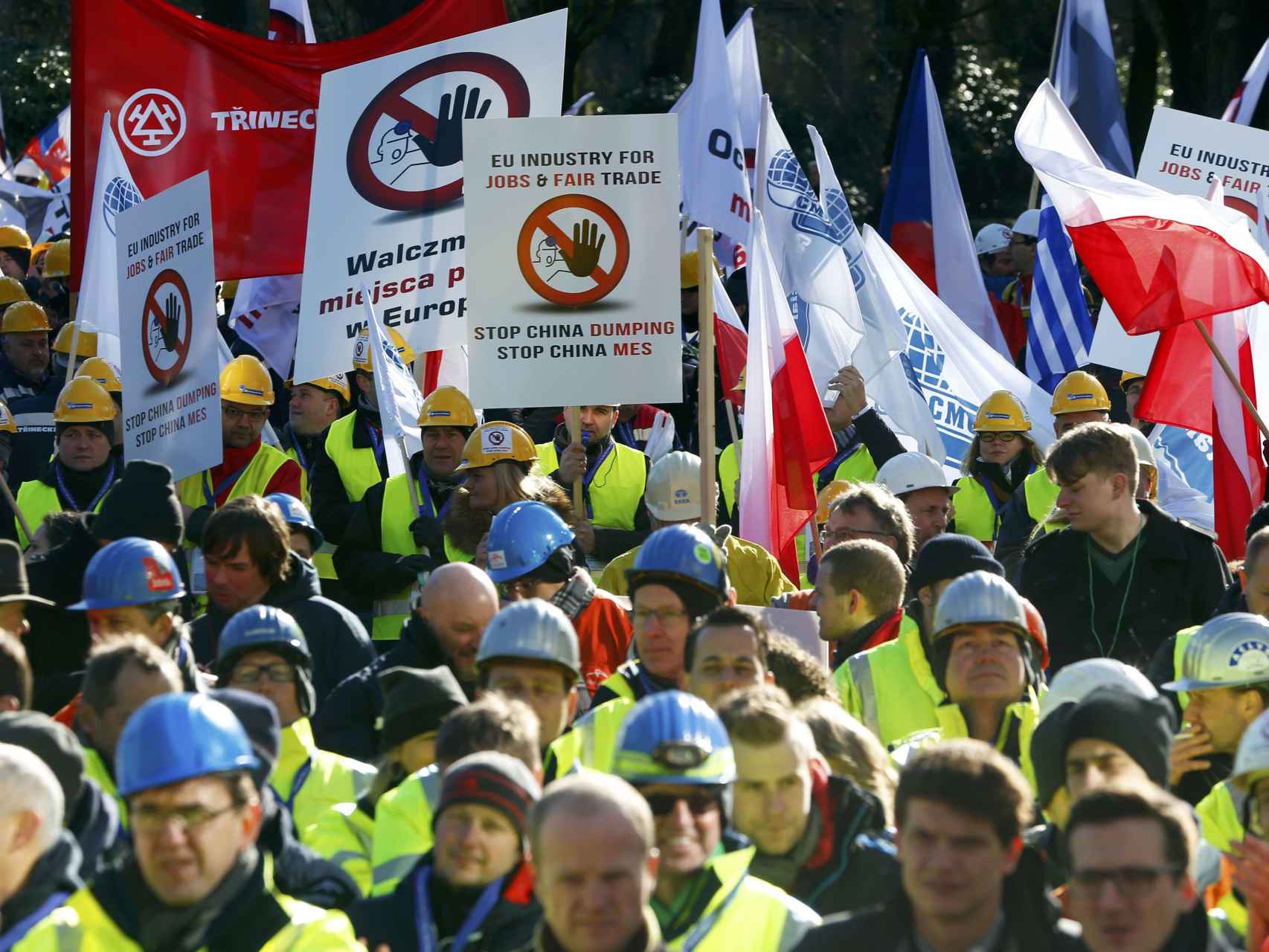 La manifestación de los trabajadores del acero en Bruselas