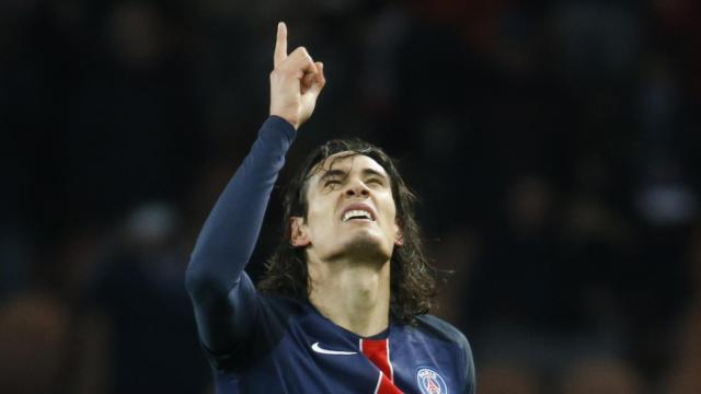 Cavani celebra el segundo gol del PSG.