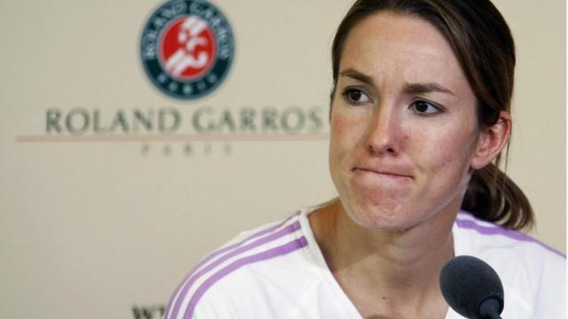 Justine Henin durante un partido en el Abierto de Francia.