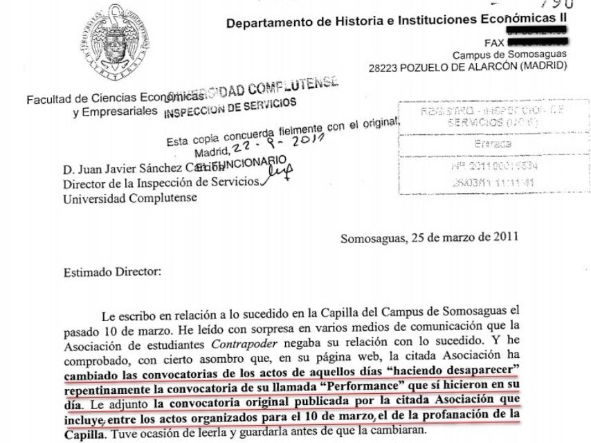 Carta de una profesora sobre el borrado de la web.