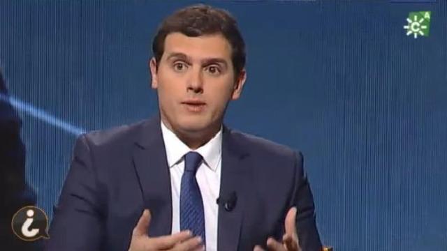 El líder de Ciudadanos, Albert Rivera, durante la entrevista en Canal Sur