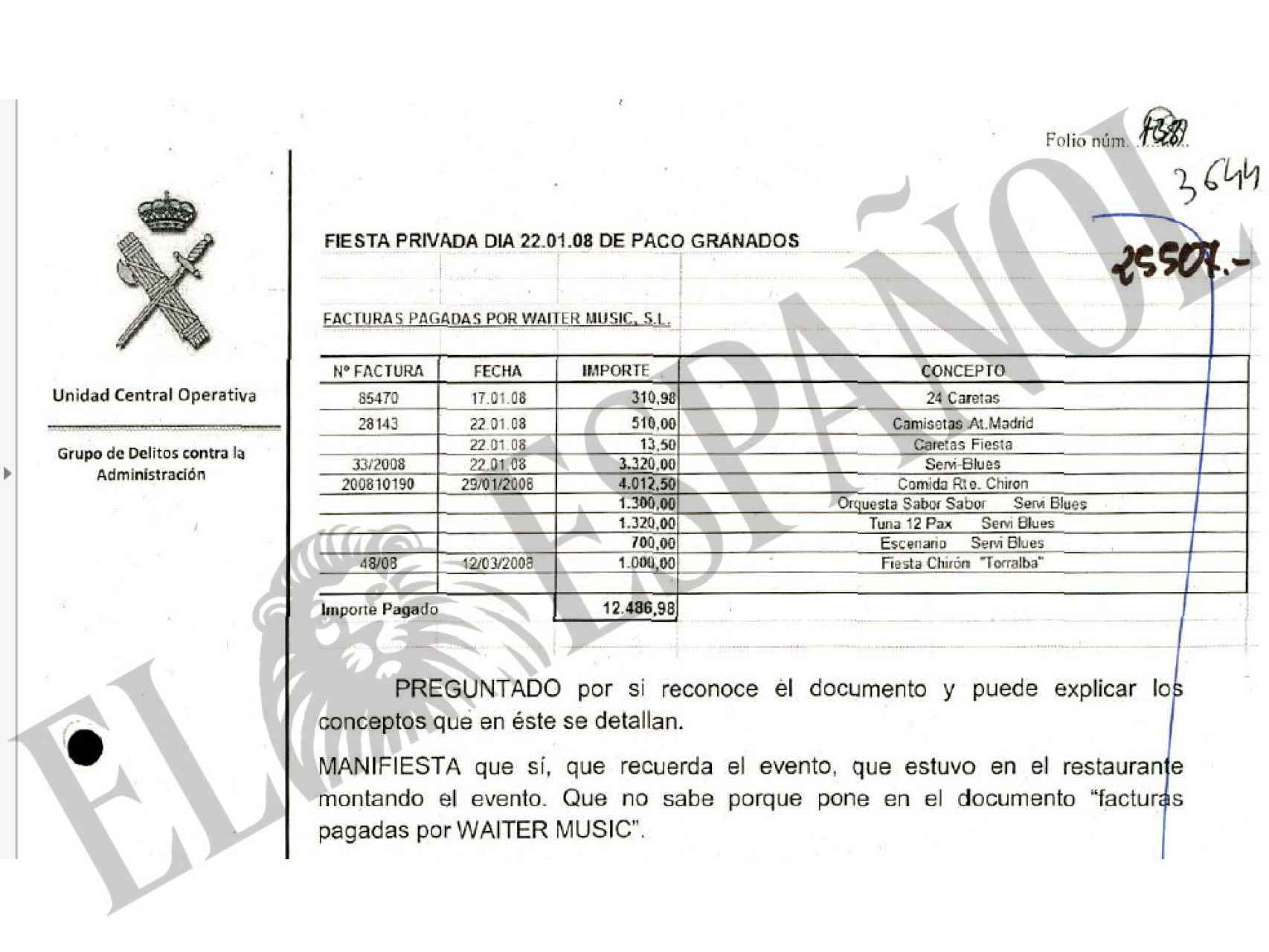 Documentación de la UCO al que ha tenido acceso EL ESPAÑOL.