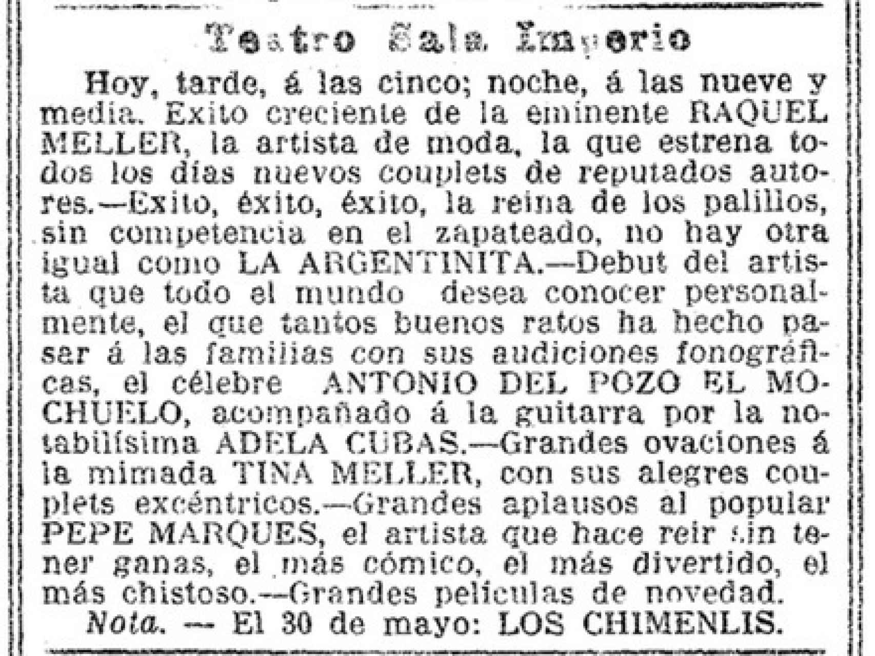 Recorte de La Vanguardia, del 9 de mayo de 1912.