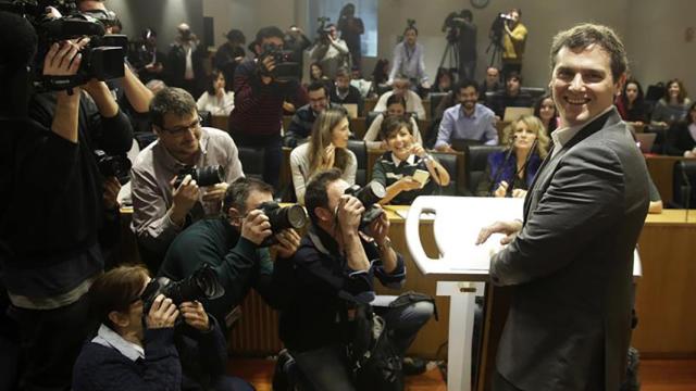 Albert Rivera durante su comparecencia