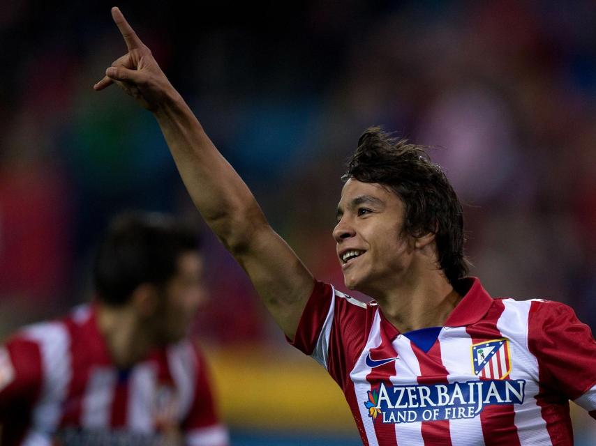 Óliver Torres celebra un gol con el Atlético de Madrid.