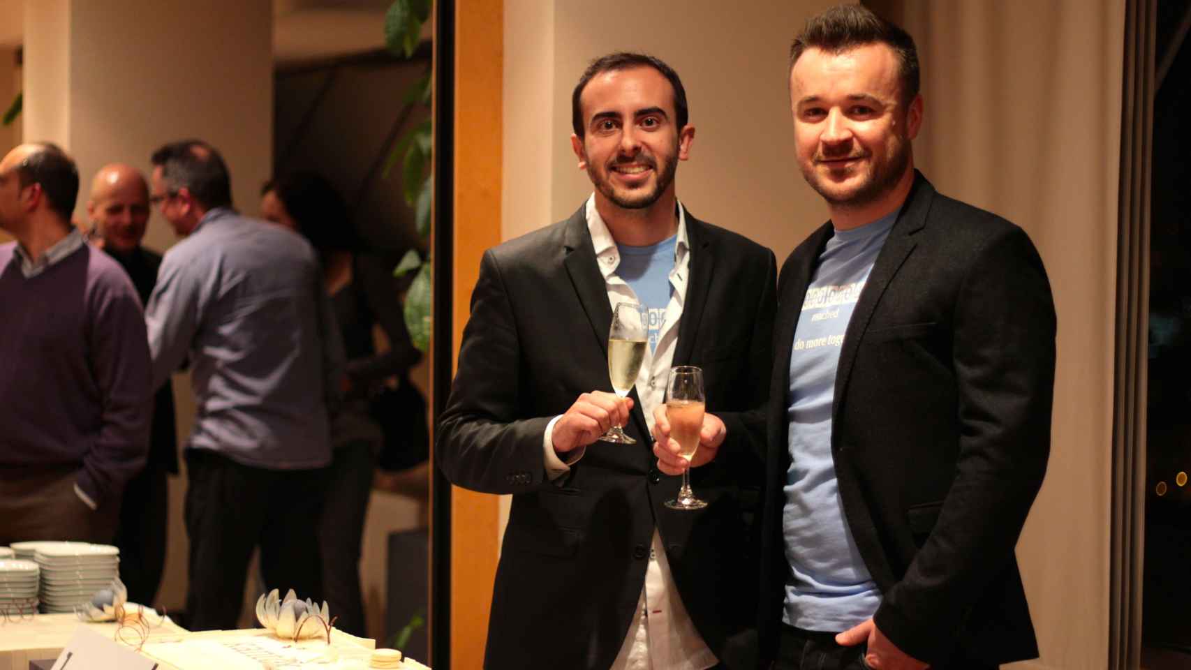 Antonio Rami y Philippe Gelis, los dos fundadores de Kantox, durante una celebración.