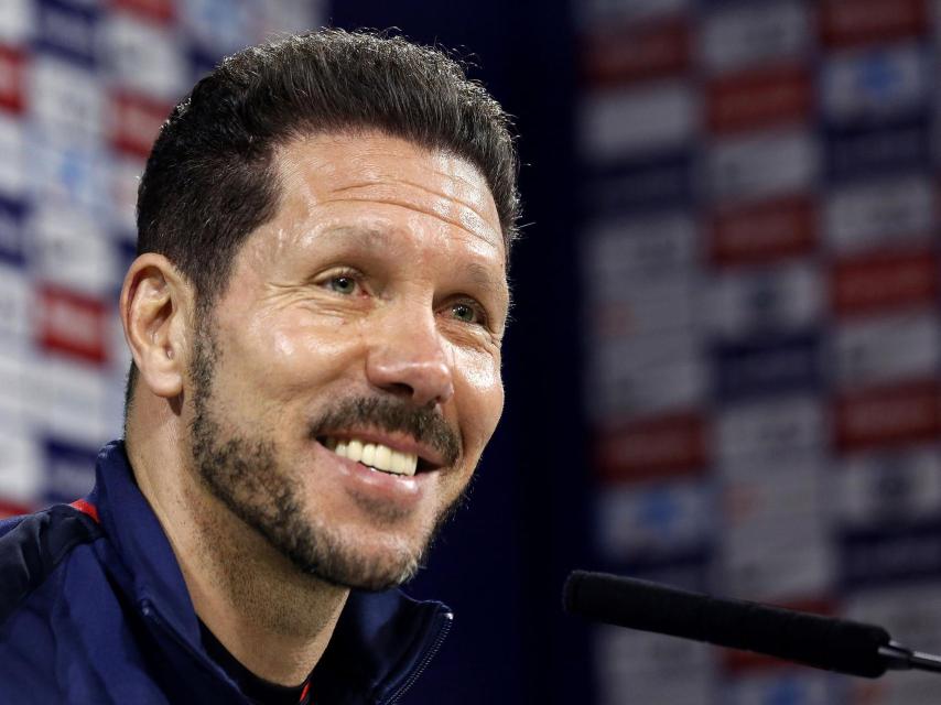 Simeone, en la rueda de prensa previa al derbi.