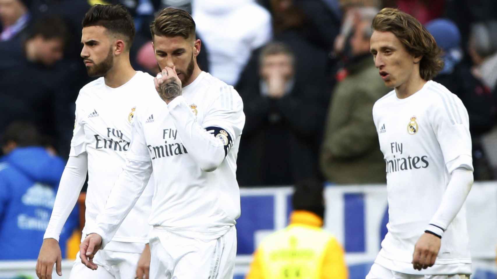 Modric, Sergio Ramos y Borja Mayoral tras la derrota.