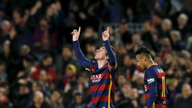 Messi celebra su gol ante el Sevilla