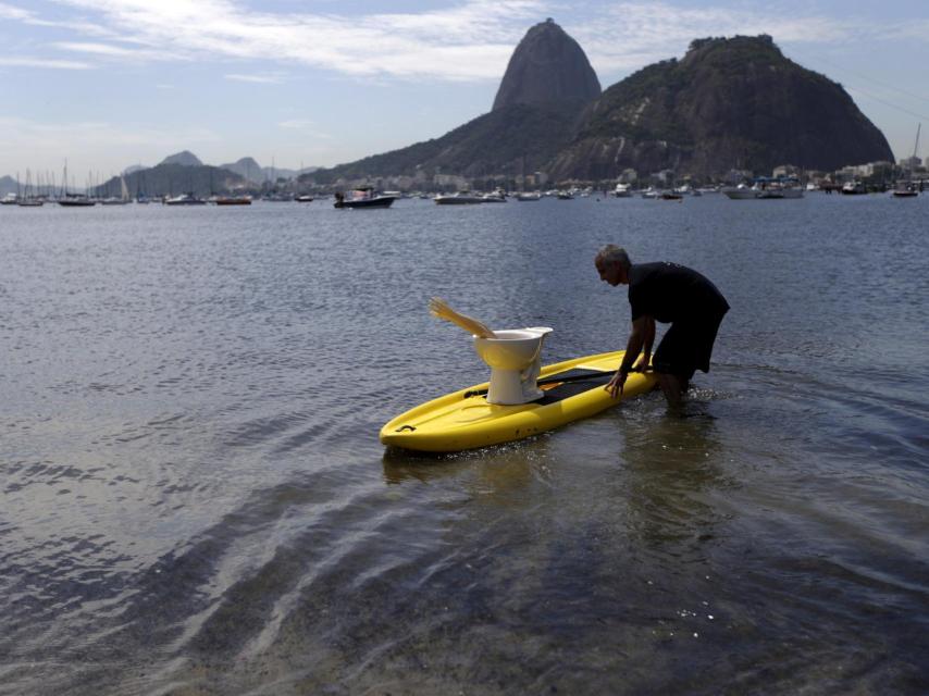 Protesta contra la polución en Guanabara el pasado 27 de febrero.