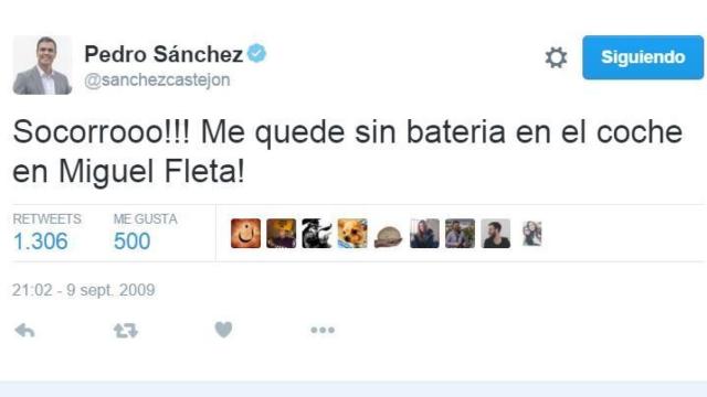 Uno de los primeros tuits de Pedro Sánchez.