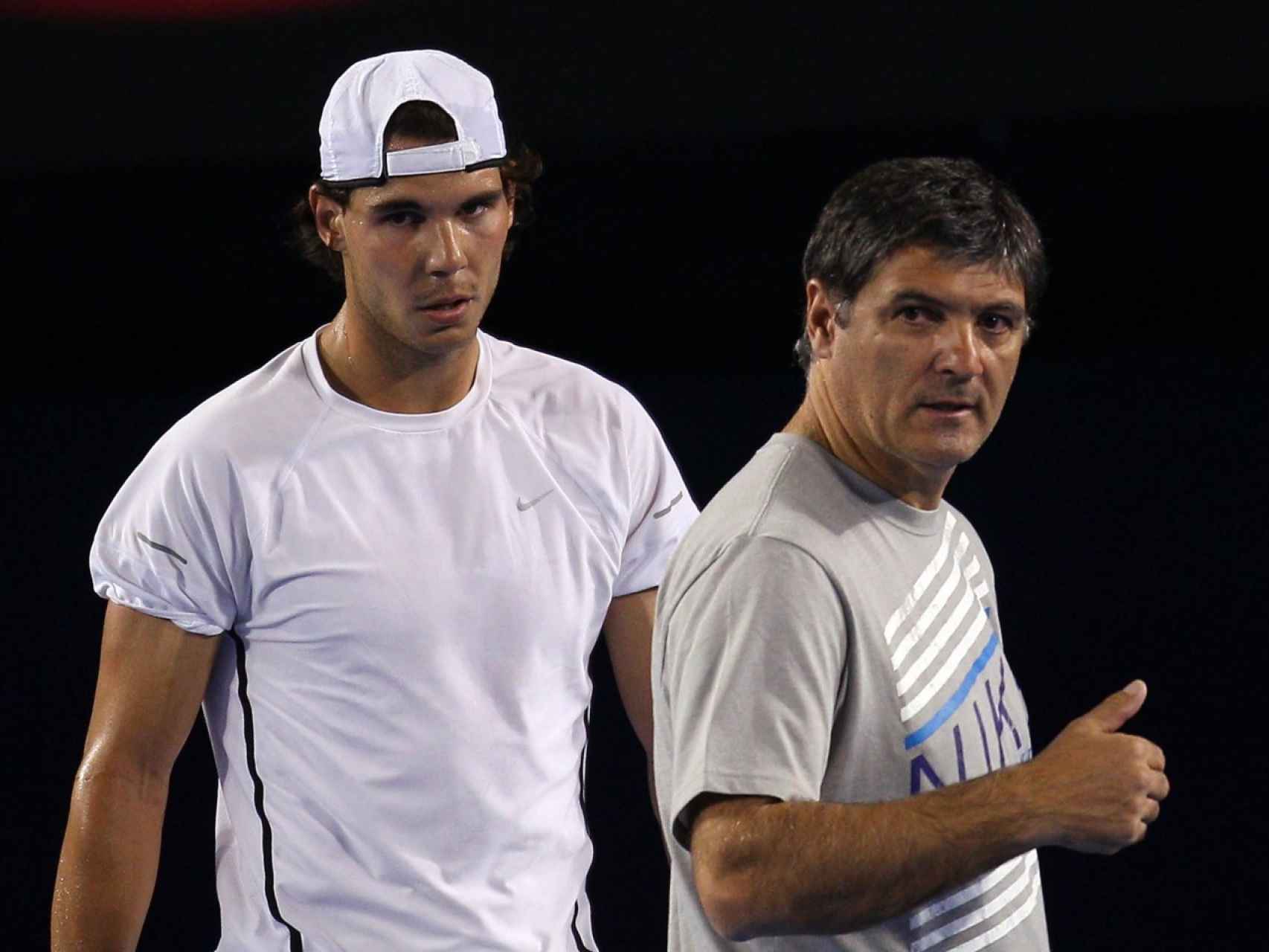 Rafa Nadal y su entrenador Toni Nadal.