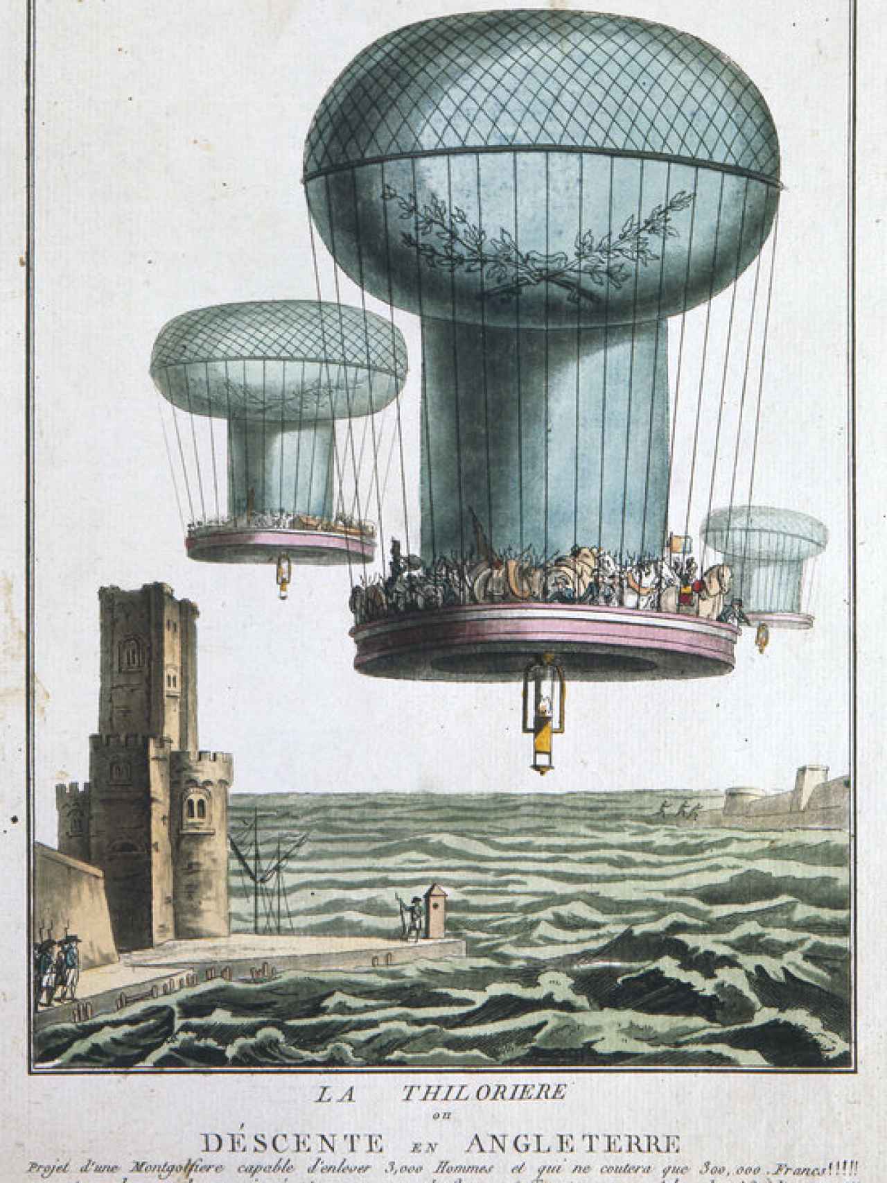 Proyecto de globo para transportar tropas sobre Inglaterra.