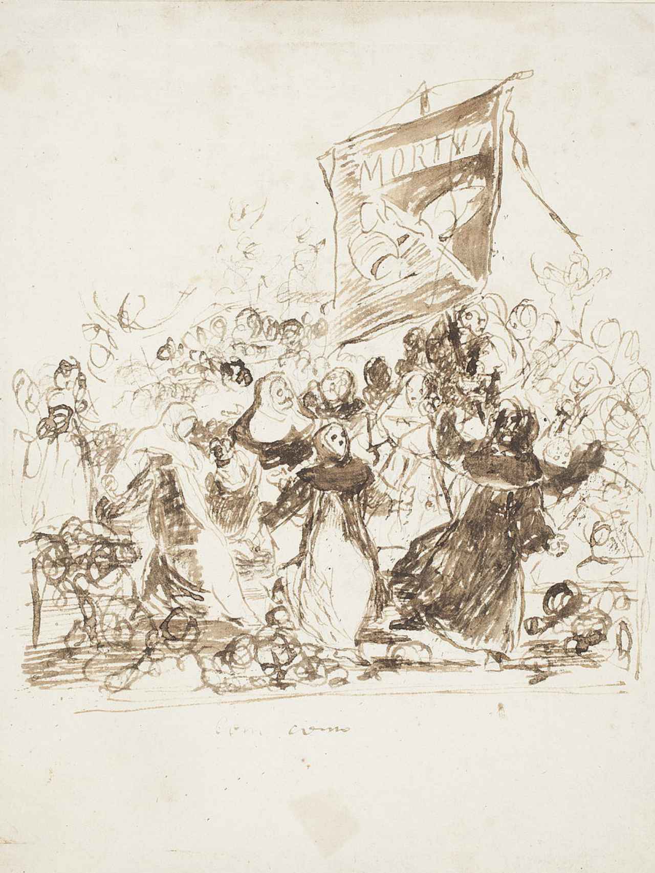 Grabado original de El entierro de la sardina. Francisco de Goya.