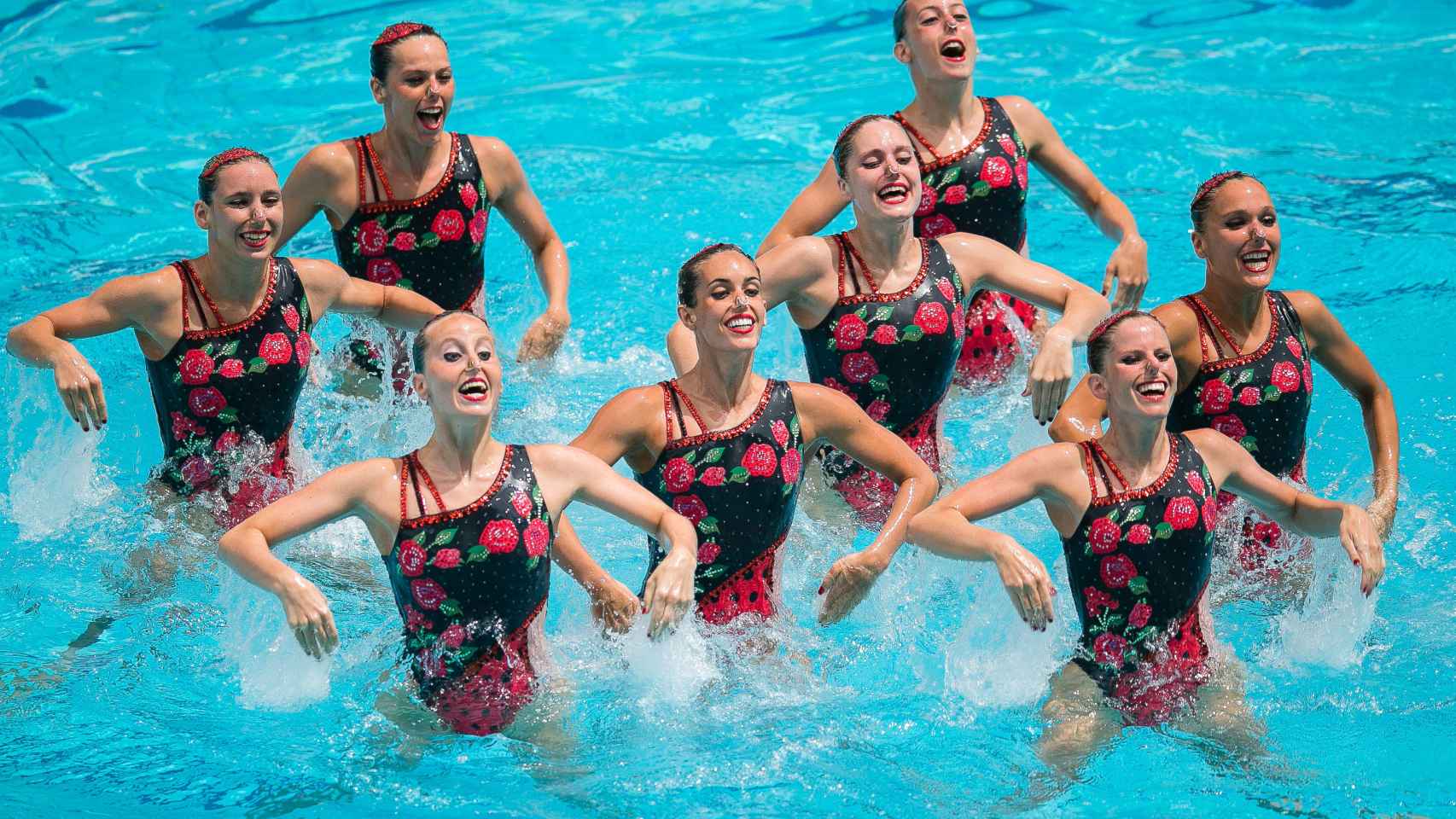 El equipo español de natación sincronizada compite en el Preolímpico.