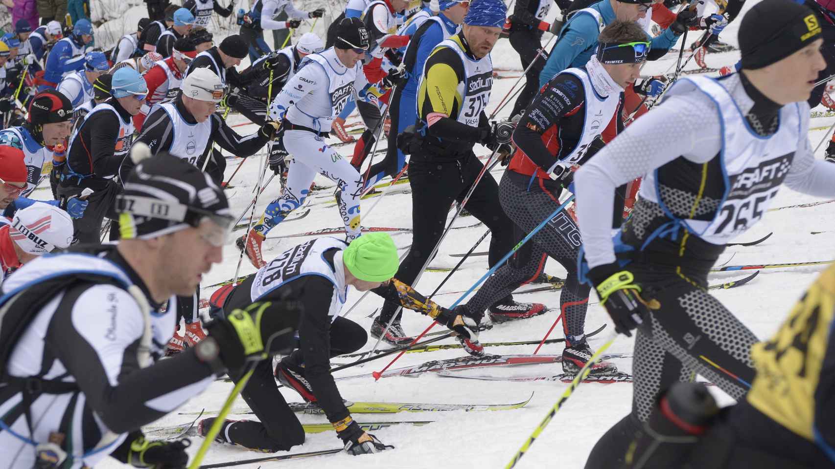 Esquiadores durante la prueba.