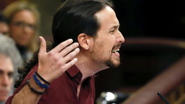 El líder de Podemos, Pablo Iglesias, durante la segunda votación de la investidura de Pedro Sánchez