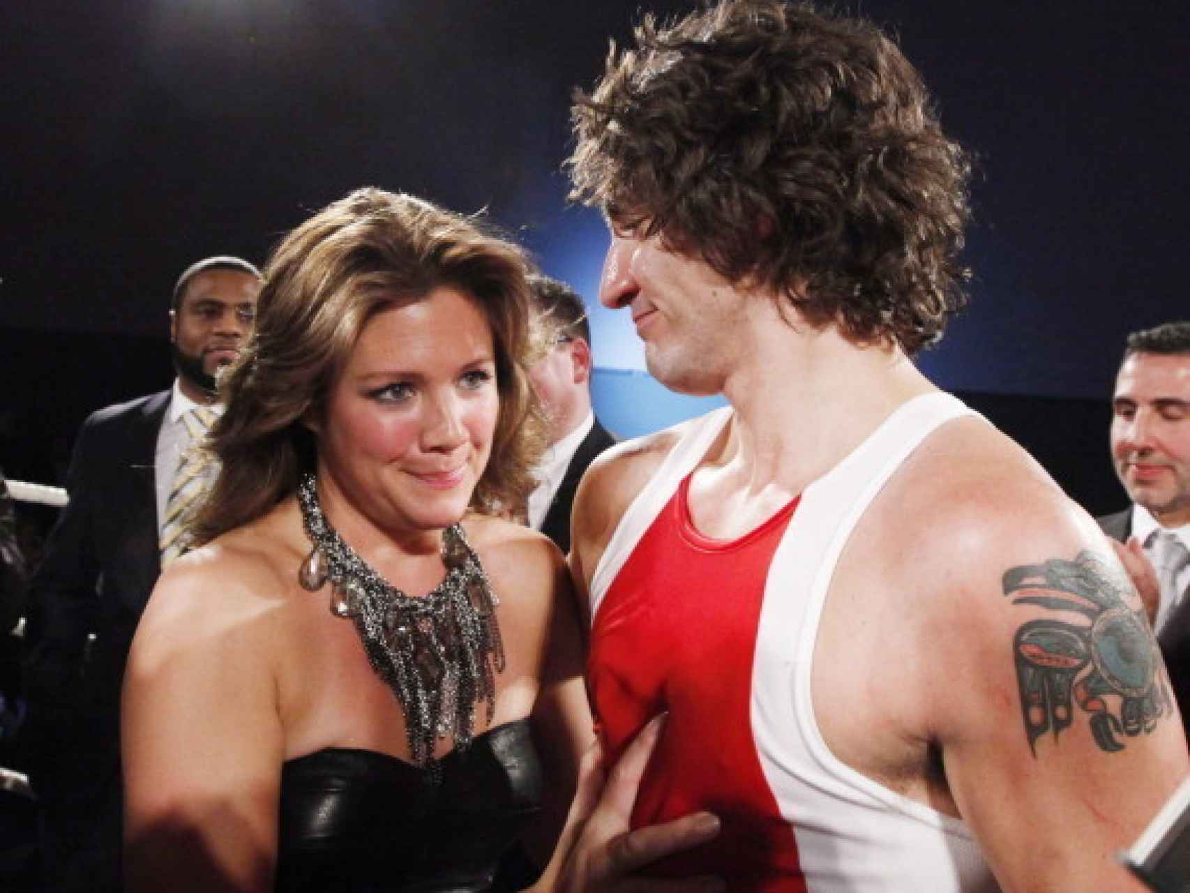 Justin Trudeau y su mujer Sophie en un combate de boxeo