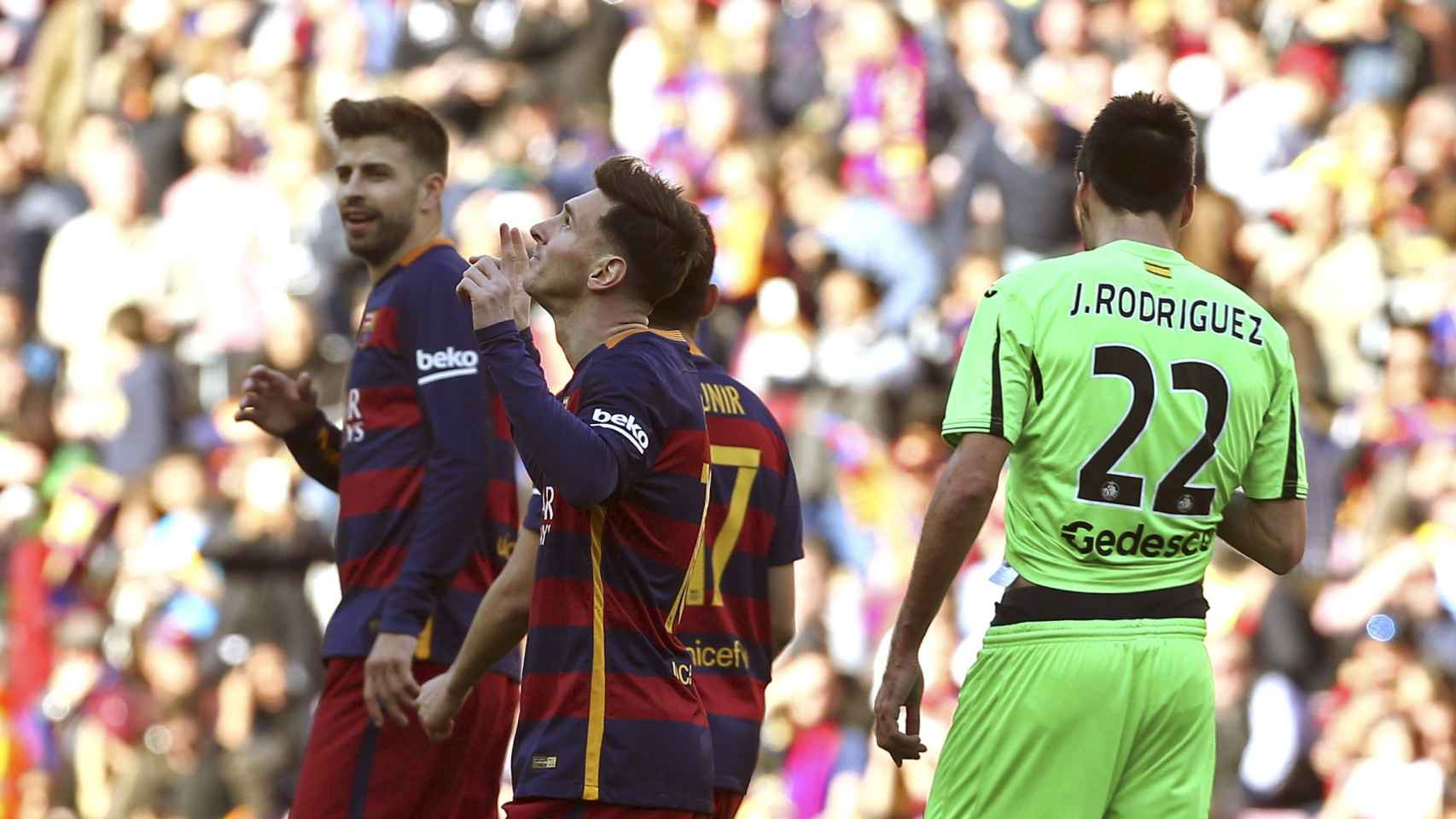 Messi celebra su gol ante el Getafe