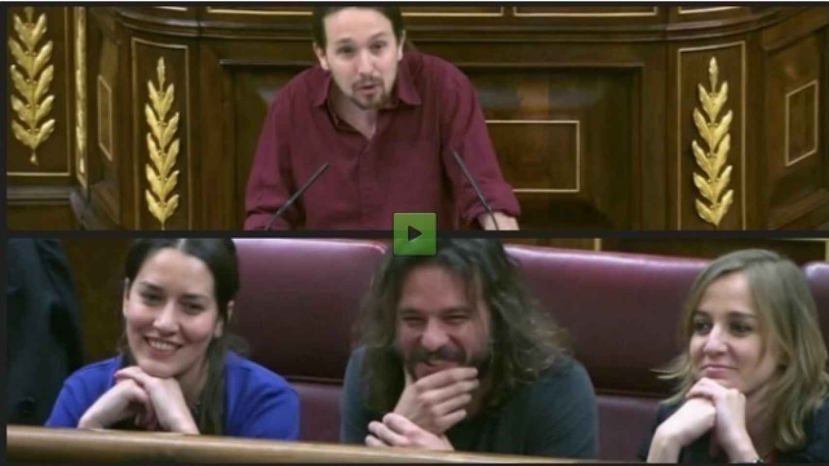 Sonrisas en la bancada de Podemos cuando Iglesias bromeó con el coqueteo