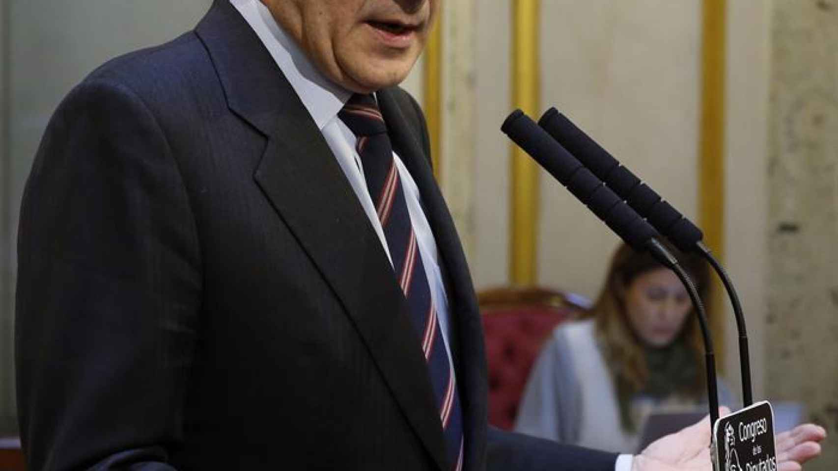 El presidente del Congreso, Patxi López, durante la rueda de prensa