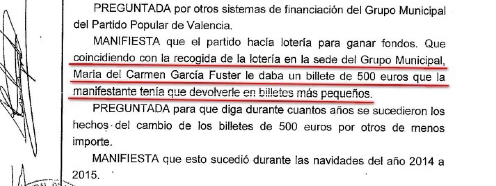 Extracto de la declaración de María José Alcón.