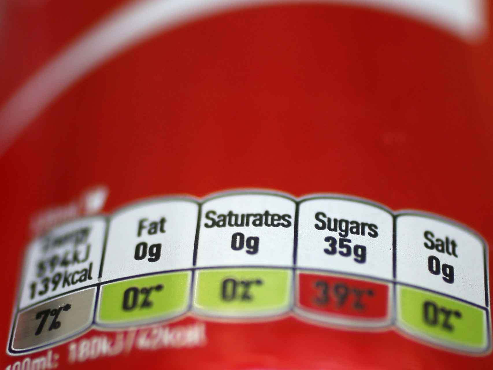 Una lata de Coca-Cola tiene 10,6 gramos de azúcar por 100 ml.