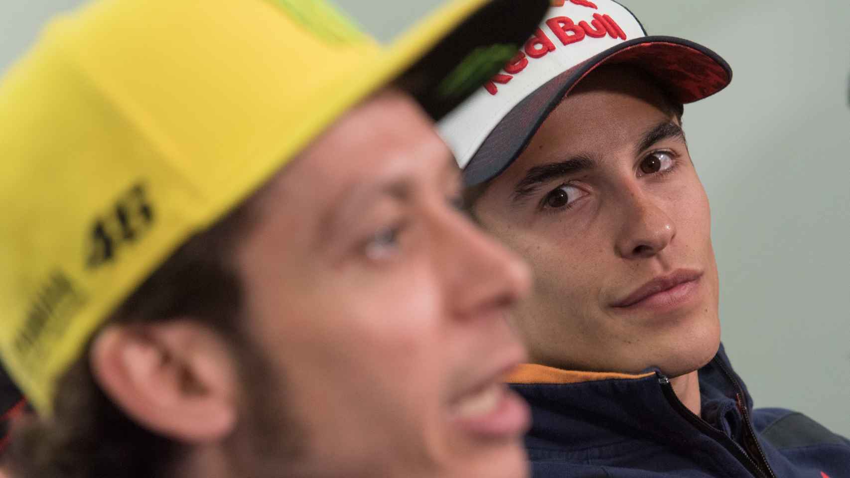 Rossi y Márquez en la rueda de prensa previa al GP de Qatar