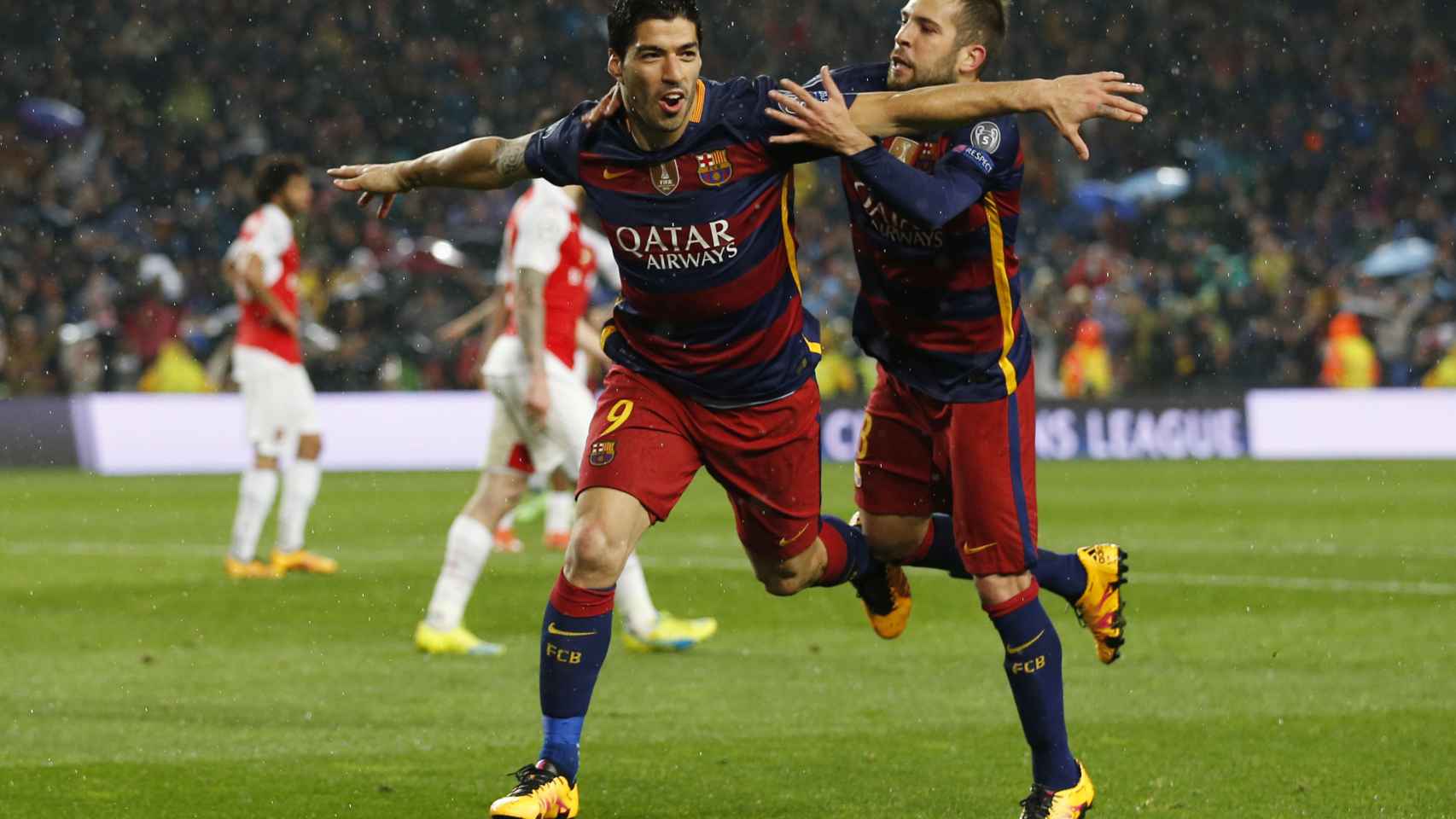 Luis Suárez celebra el gol ante el Arsenal