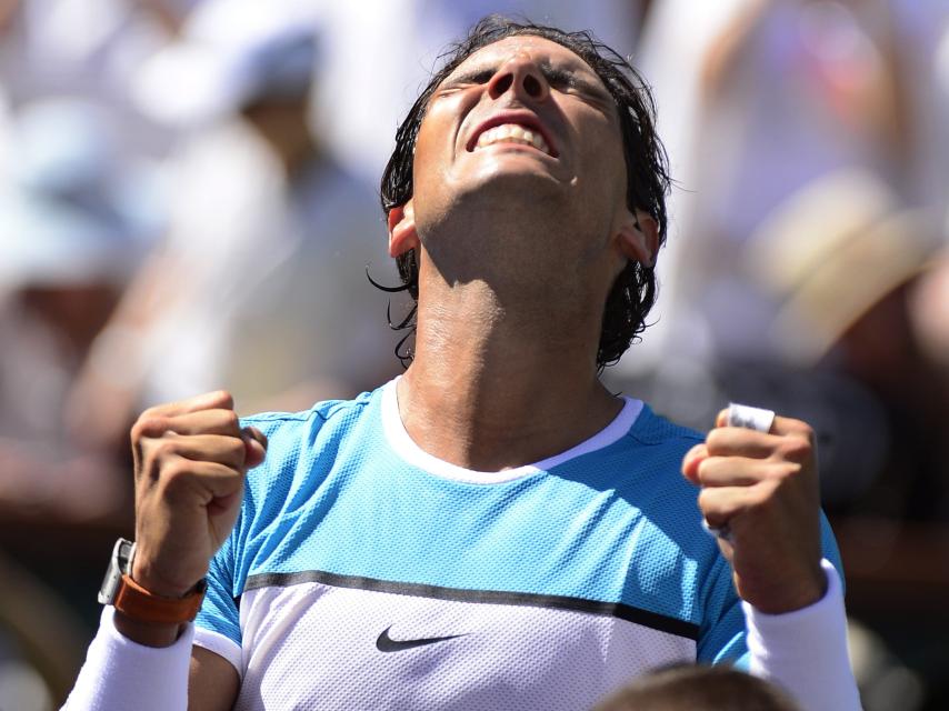 Nadal celebra su victoria ante Nishikori con rabia.