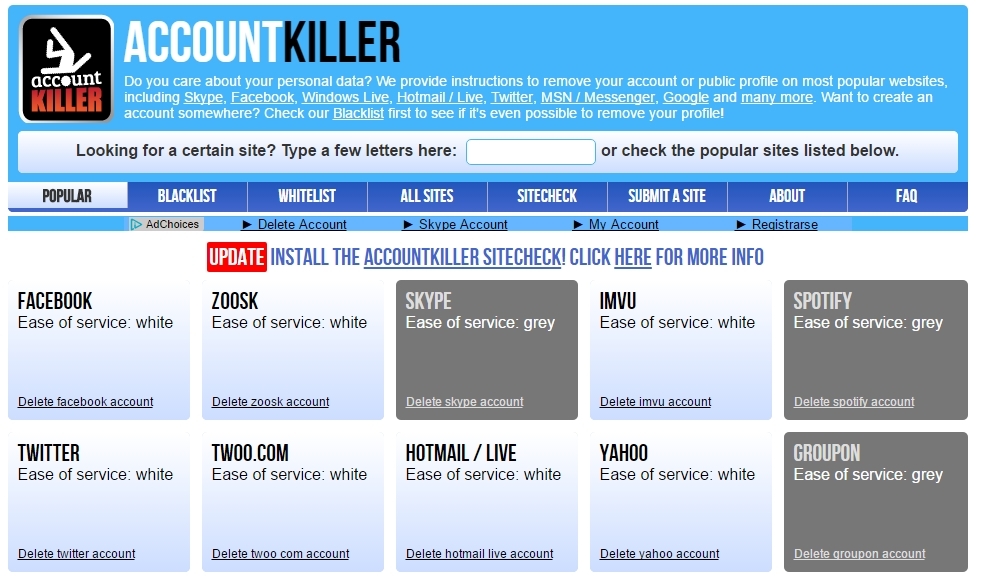 eliminar cuentas account killer