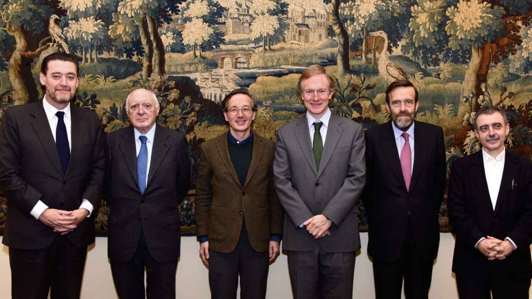 De izda a dcha: Miguel Zugaza, José Pedro Pérez Llorca, José María Lassalle, Miguel Ángel Recio, Guillermo de la Dehesa y Manuel Borja-Villel.