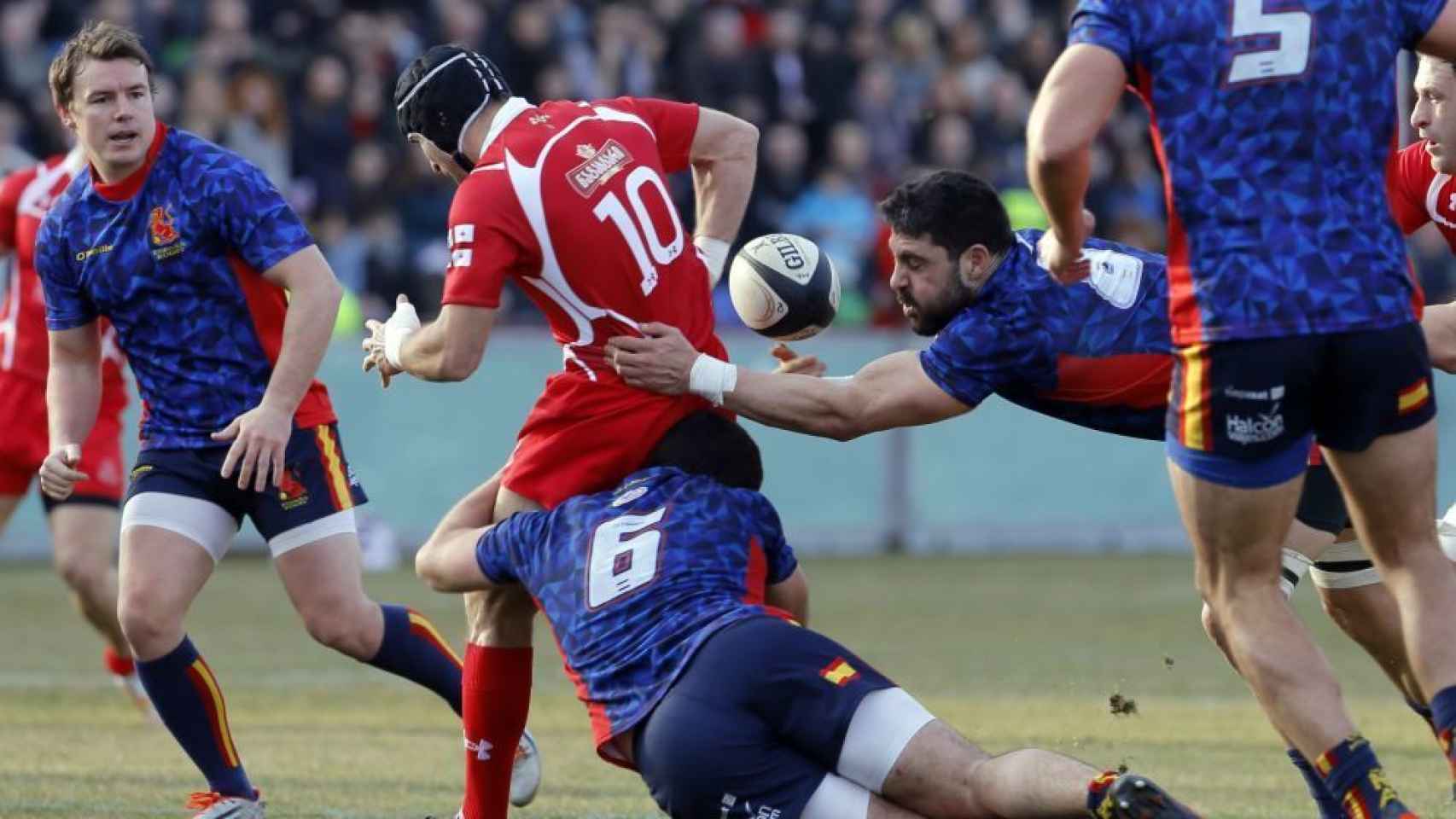 Instantánea del Georgia-España del pasado Europeo de rugby.