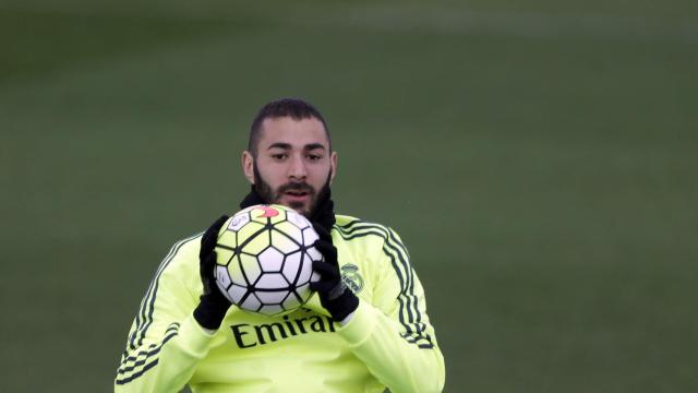 Benzema, en un entrenamiento.