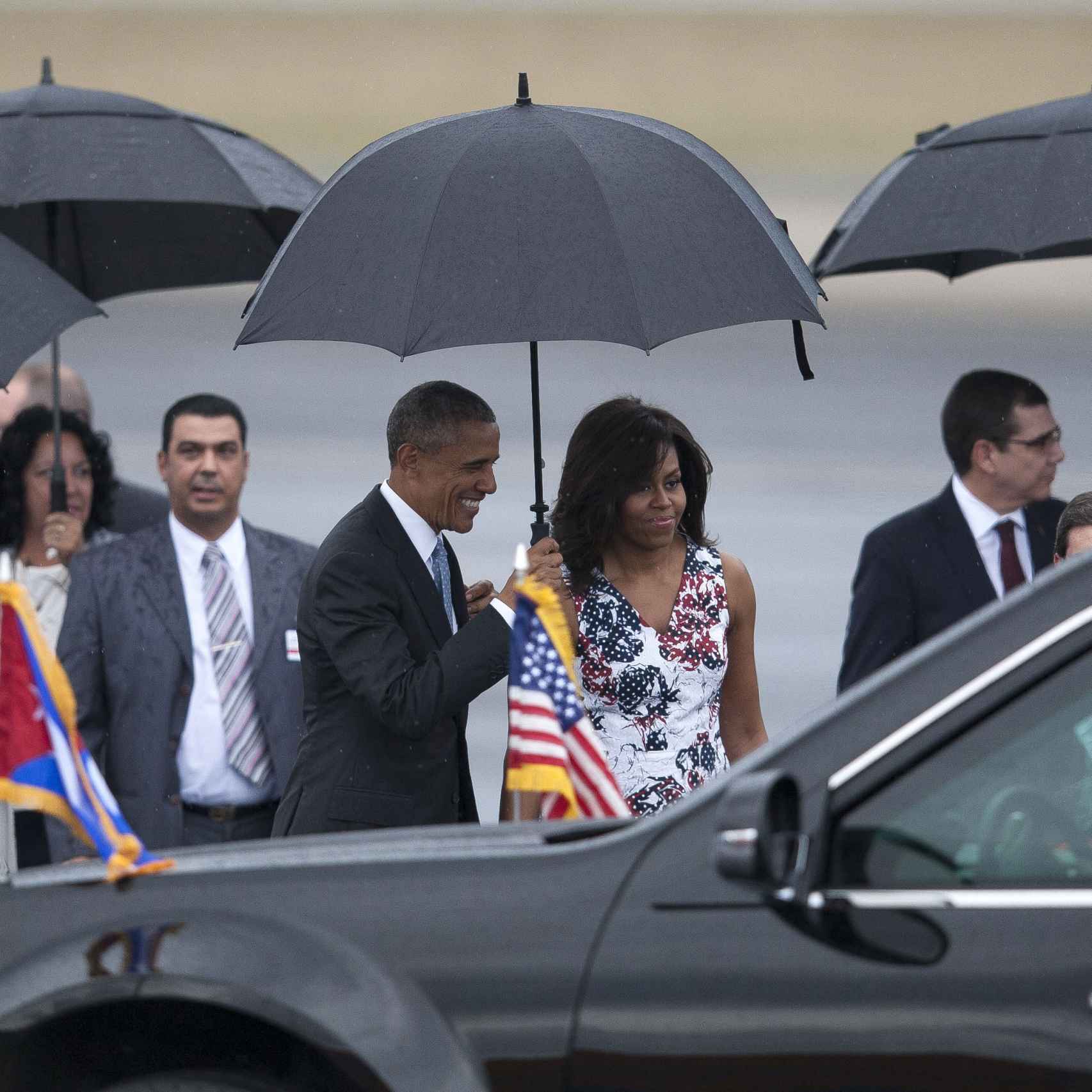 Barack y Michelle Obama a su llegada a La Habana